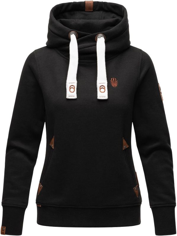 NAVAHOO Damen Kapuzensweatshirt weicher Hoodie mit breiten Tunnelzugkordeln Namikaa