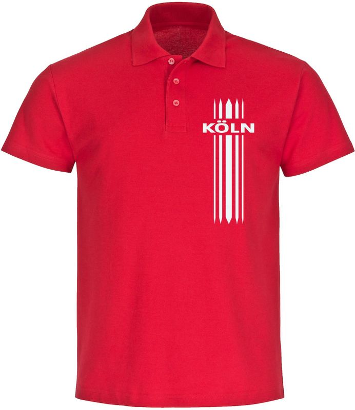 multifanshop Poloshirt - Köln - Streifen - Druck weiß - Polo
