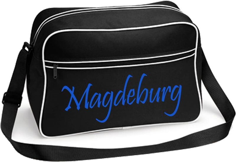multifanshop Retrotasche - Magdeburg - Schriftzug - Druck blau - Tasche