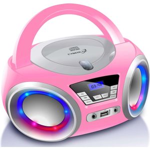 Cyberlux CD-Player mit LED-Beleuchtung CD/MP3 USB Kinder Radio pink