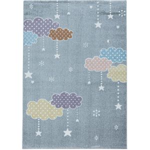 Kinderteppiche 10 mm Kurzflor Teppich mit Bunte Wolken, Stern Motiv