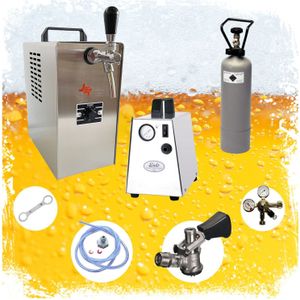 Komplett Set - Zapfanlage JET 30 Bierkoffer, Bierzapfanlage, Durchlaufkühler 1-leitig Trockenkühler, bis zu 35 Liter/h, Zapfkopf:NC Adapter