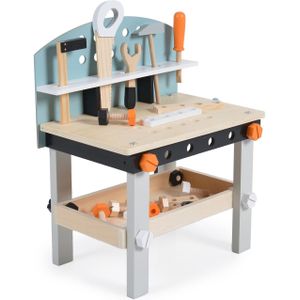 Moni Kinderwerkbank 1176 Holz Kinderwerkzeug, Säge, Hammer, Holzschrauben bunt