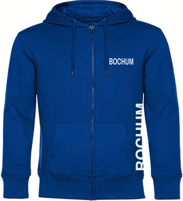 multifanshop Kapuzen Sweatshirt Jacke - Bochum - Brust & Seite - Druck weiß - Sweat