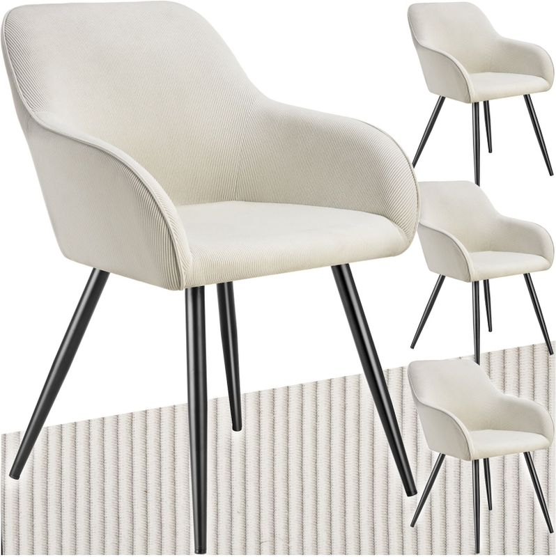 tectake® Esszimmerstuhl, gepolstert, in Cordoptik, robuste Stahlbeine, 58 x 62 x 82 cm