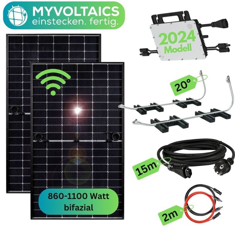 MyCarport Balkonkraftwerk 880+ Watt – Premium transparent Variante