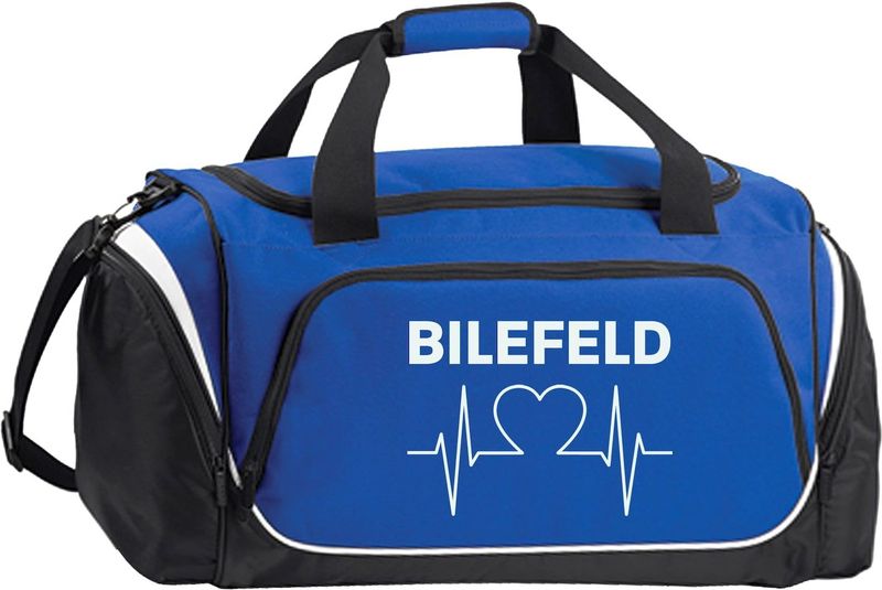 multifanshop Sporttasche - Bielefeld - Herzschlag - Druck weiß - Tasche