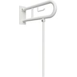 Brillantbad BELP Stützklappgriff in U-Form mit Standfuß & Toliettenpapierhalter Eisen Weiß mit Abdeckung 100x800x866 mm, 120 kg Traglast für Bad & WC >> zum Bohren