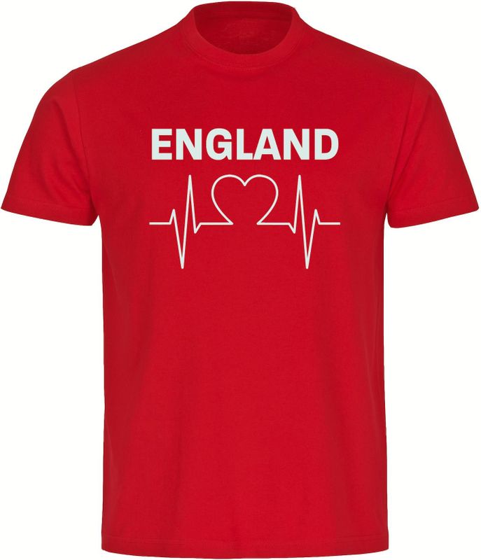 multifanshop Herren T-Shirt - England - Herzschlag - Druck weiß - Männer