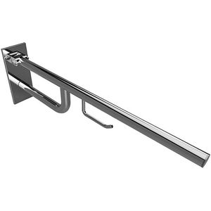 Brillantbad BELP Stützklappgriff mit Toilettenpapierhalter Edelstahl poliert mit Abdeckung 103x253x850 mm, 120 kg Traglast für Bad & WC >> zum Bohren
