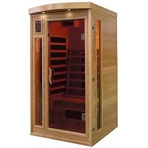 PureHaven Infrarotkabine 90x90x190 cm aus Pacific Coast Hemlock-Holz Bluetooth-Soundsystem Timer Lichttherapie in 4 Farben digitale Steuerung