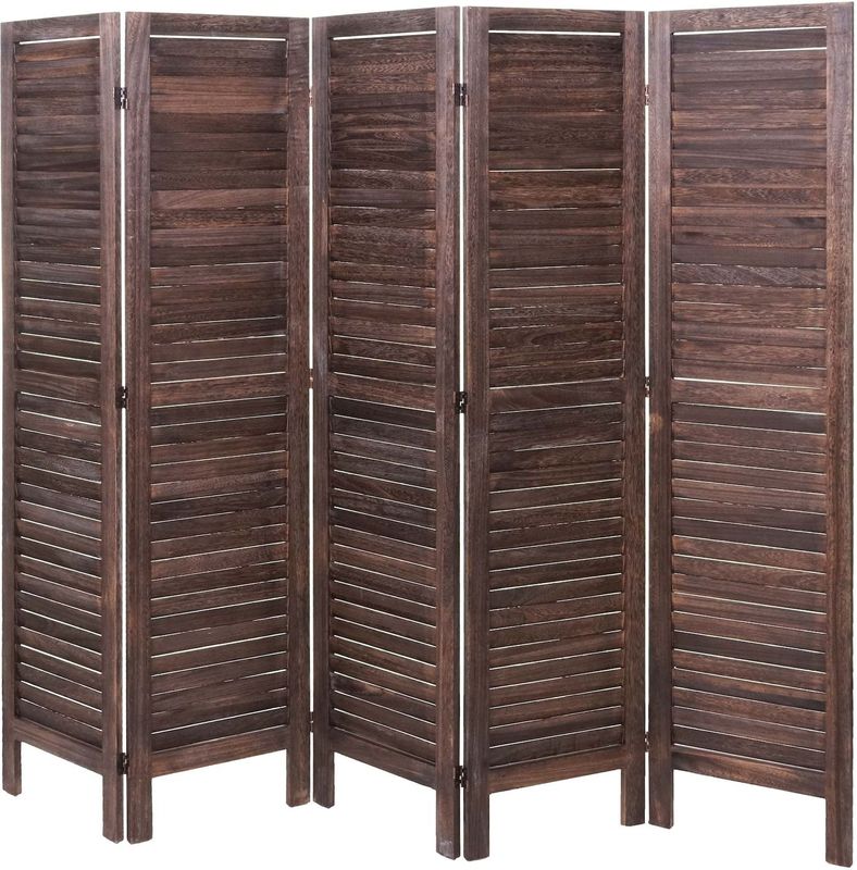 Paravent MCW-G30, Trennwand Sichtschutz Raumteiler, Shabby-Look 170x200cm ~ braun