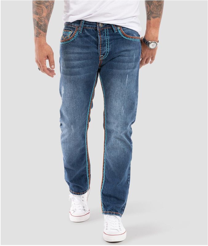Rock Creek Jeans Comfort Fit dicke Nähte Loose Fit