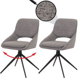 2er-Set Esszimmerstuhl MCW-N73, Küchenstuhl, drehbar Auto-Return, Stoff/Textil Boucle (540g/m²) Öko-Tex ~ grau