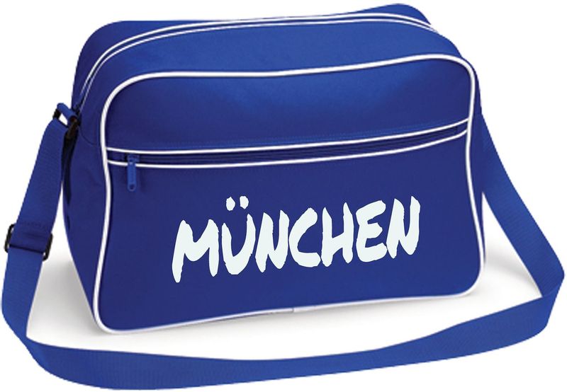 multifanshop Retrotasche - München blau - Textmarker - Druck weiß - Tasche