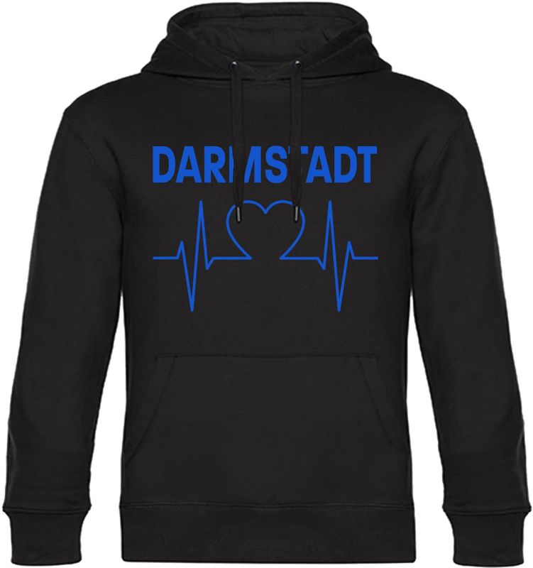 multifanshop Kapuzen Sweatshirt - Darmstadt - Herzschlag - Druck blau - Hoodie