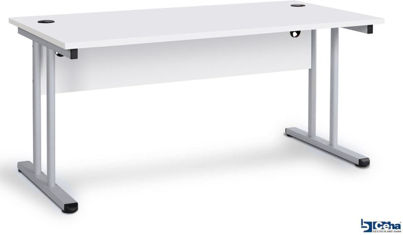 CEHA Büroschreibtisch mit T-Fuß und Knieraumblende 180 x 80 cm weiß