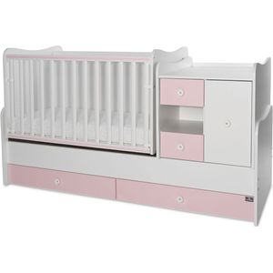 Lorelli Babybett, Jugendbett 3 in 1 Mini Max umbaubar, für 2 Kinder gleichzeitig pink