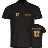 multifanshop Herren T-Shirt - Bochum - Trikot Nummer 12 gold - Druck gold metallic - Männer
