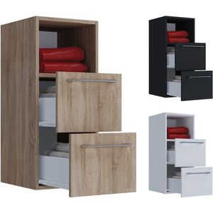 VCM Holz Wandregal  Midischrank  Maße: H. 76 x B. 33 x T. 37 cm  2 Schubladen und 1 offenes Fach - Badinos S