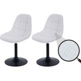 2er-Set Esszimmerstuhl MCW-A60, Küchenstuhl Stuhl Drehstuhl, Stahl MVG Stoff/Textil Chenille (465g/m²) ~ creme