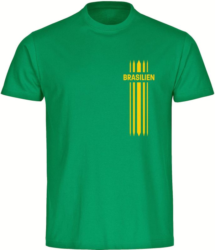 multifanshop Kinder T-Shirt - Brasilien - Streifen - Druck gelb - Kind