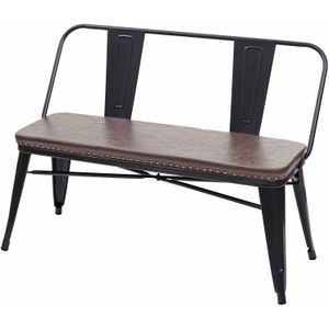 2er Sitzbank MCW-H10, Zweisitzer Garderobenbank Esszimmerbank Industrie-Design Vintage Kunstleder~ schwarz-braun