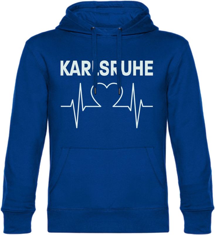 multifanshop Kapuzen Sweatshirt - Karlsruhe - Herzschlag - Druck weiß - Hoodie