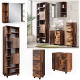 Vicco Badmöbelset Ilias Old Style modern Badezimmerschrank Badschrank Badezimmermöbel Waschtischunterschrank Waschbeckenunterschrank Spiegelschrank Midischrank Hochschrank Schranktür Schrankschublade