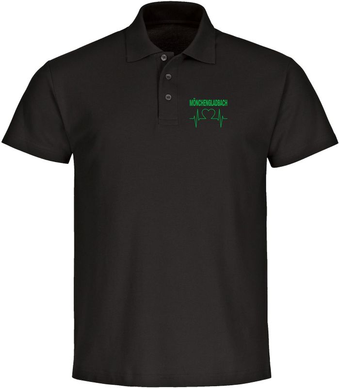 multifanshop Poloshirt - Mönchengladbach - Herzschlag - Druck grün - Polo