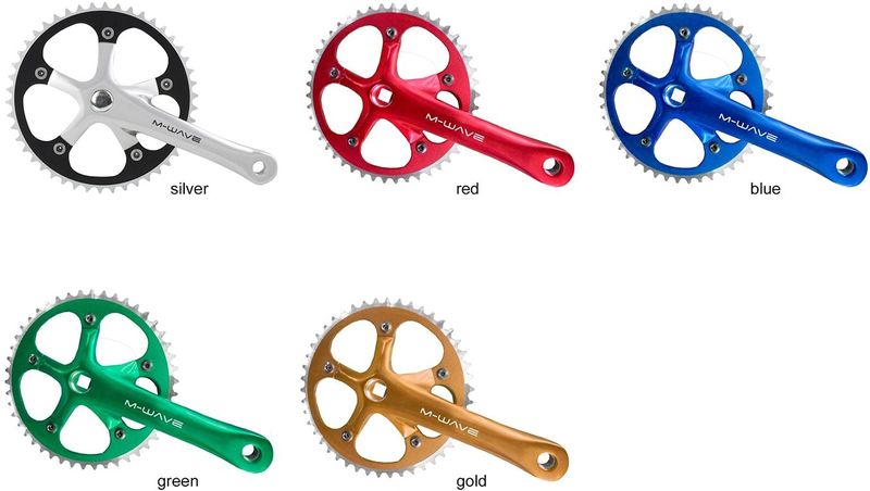 M-Wave 1-fach Kurbelgarnitur Kurbel 44 46 Zähne 165 mm JIS Vierkant Tretkurbel Fahrradkurbel Kettenradgarnitur Singlespeed Fixie