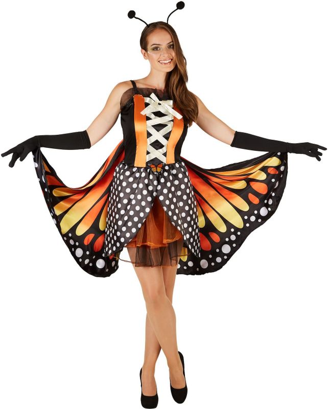 tectake® Frauenkostüm Schmetterling großer Feuerfalter
