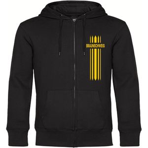 multifanshop Kapuzen Sweatshirt Jacke - Braunschweig - Streifen - Druck gelb - Sweat