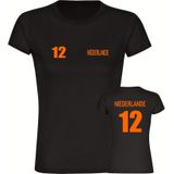 multifanshop Damen T-Shirt - Niederlande - Trikot Nummer 12 - Druck orange - Frauen