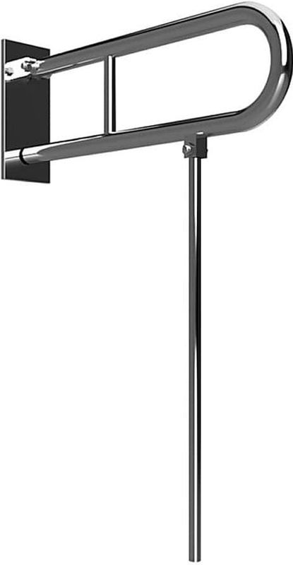 Brillantbad BELP Stützklappgriff in U-Form mit Standfuß Edelstahl gebürstet mit Abdeckung 100x800x766 mm, 120 kg Traglast für Bad & WC >> zum Bohren