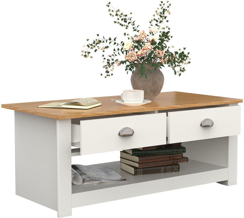 VCM Holz Beistelltisch Couchtisch Sofatisch Wohnzimmertisch Schublade Balusa