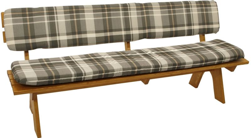 DEGAMO Auflagenset SEATTLE für Bank 4-sitzer 195cm, grau/beige kariert, 2-teilig