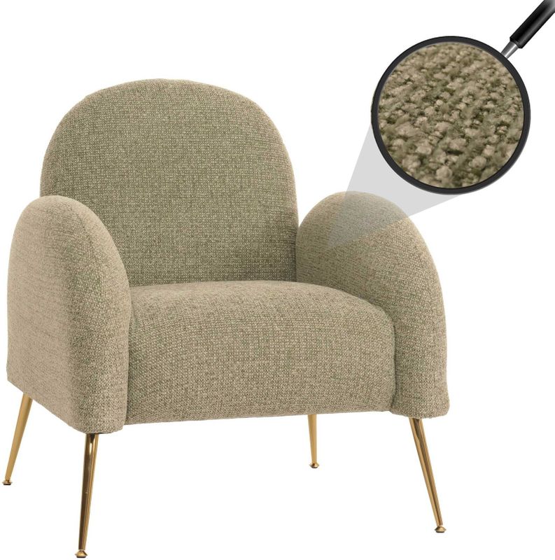 Lounge-Sessel MCW-N69, Cocktailsessel Sessel, Retro Nosagfederung Stoff/Textil Chenille ~ hellgrün