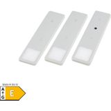 LED Unterbauleuchten SET Solid2, silbergrau mit mech. Schalter, 3W, 200cm Kabellänge, 3er Set warmweiss