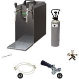 Komplett Set - Zapfanlage STREAM 50 Bierkoffer, Bierzapfanlage, Durchlaufkühler 2-leitig Trockenkühler, bis zu 55 Liter/h - BLACK EDITION, Zapfkopf:Flach,Zapfkopf 2:5 Liter Adapter
