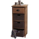 Kommode MCW-K84 mit Körben, Schrank Schubladenschrank, Holz 83x40x29cm ~ dunkelbraun, Körbe dunkelbraun