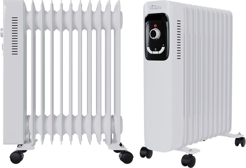TroniTechnik® Ölradiator Elektroheizung TT-OR 211 in Weiß mit 11 Rippen und 2500 Watt, drei Heizstufen (1000W, 1500W, 2500W)
