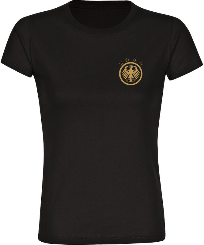 multifanshop Damen T-Shirt - Germany - Adler Retro Gold - Druck gold metallic - Frauen