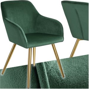 tectake® Esszimmerstuhl, gepolstert, in Samtoptik, goldene Stahlbeine, 58 x 62 x 82 cm
