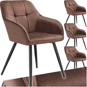 tectake® Esszimmerstuhl, gepolstert, in Samtoptik, gesteppt, schlanke Stahlbeine, 58 x 62 x 82 cm
