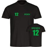 multifanshop Herren T-Shirt - Bremen - Trikot Nummer 12 - Druck grün - Männer