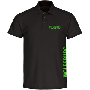 multifanshop Poloshirt - Wolfsburg - Brust & Seite - Druck grün - Polo