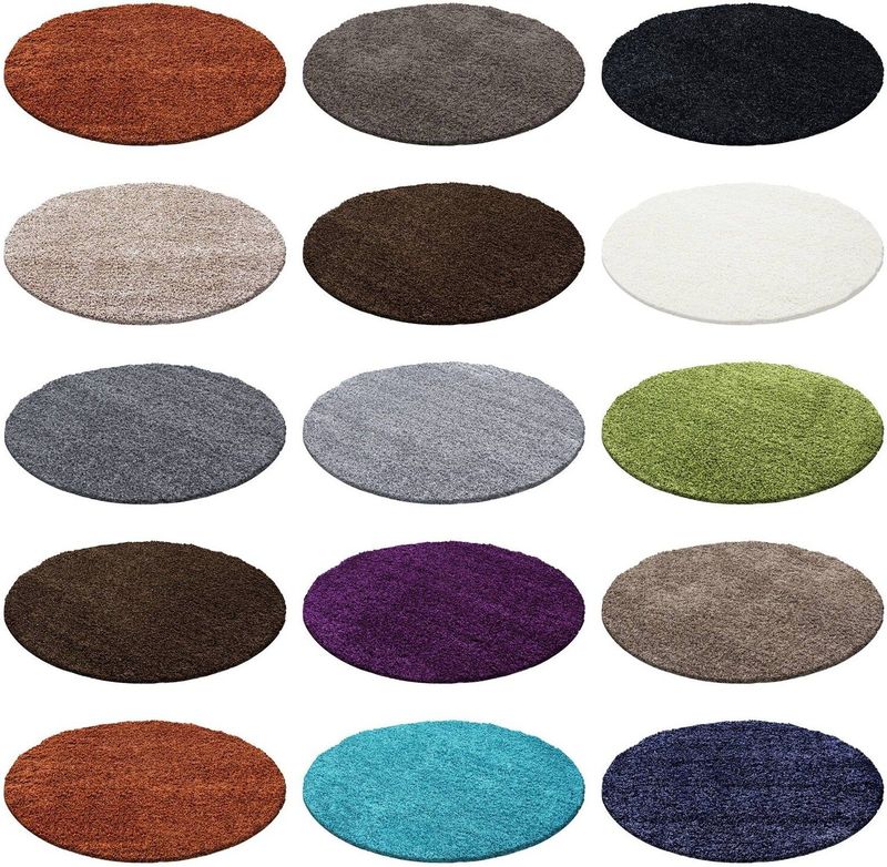 Hochfloriger Teppich, Weich und Flauschig, Rundes Design für Wohnzimmer