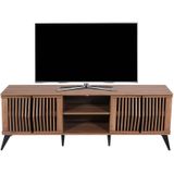 TV-Rack MCW-M45, Fernsehtisch Lowboard Schrank, 3D-Design Staufächer 55x166x41cm, braun