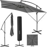 tectake® Sonnenschirm , 250 x 250 cm, stufenlos verstellbarer Neigungswinkel, inkl. Windsicherung und Schutzhülle